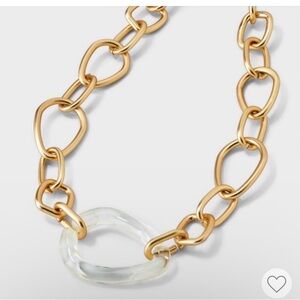 Large Link Gold Necklace with Clear Acrylic Link